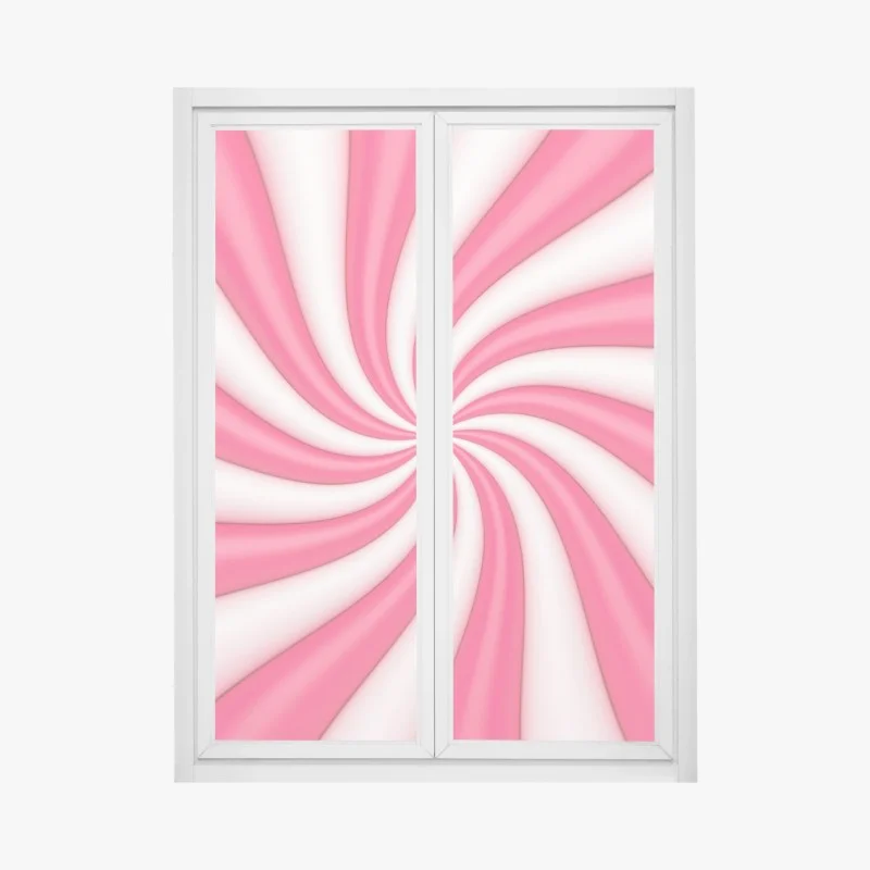 Pegatina para ventana espiral rosa y blanca vibrante