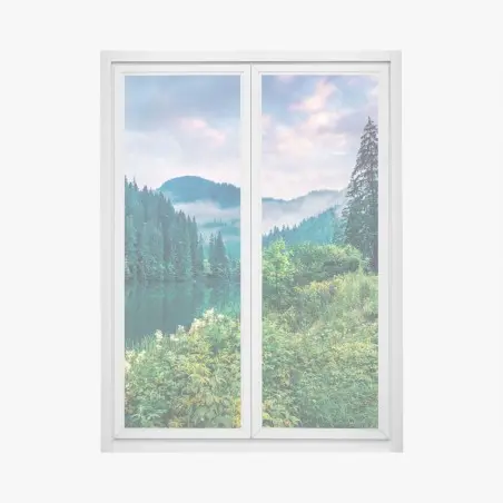 Pegatina para ventana amanecer brumoso en Lacu Roșu – Pixers®
