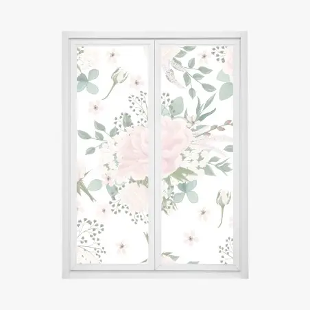 Pegatina para ventana belleza floral en tonos pastel – Pixers®