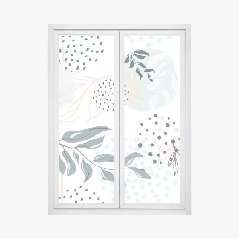 Pegatina para ventana diseño botánico en tonos pastel