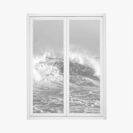 Pegatina para ventana olas rompiendo en blanco y negro – Pixers®
