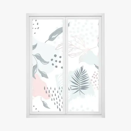 Pegatina para ventana arte botánico en tonos pastel – Pixers®