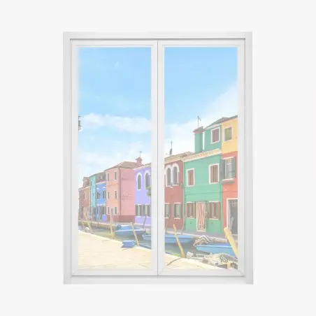 Pegatina para ventana escena vibrante del canal de Burano – Pixers®