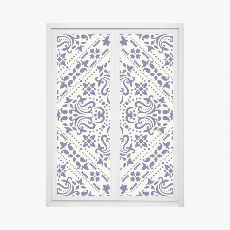 Pegatina para ventana motivo damasco azul marino y crema