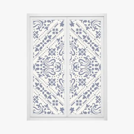Pegatina para ventana motivo damasco azul marino y crema – Pixers®