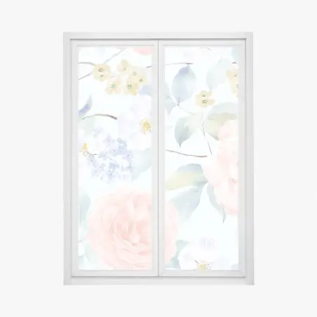 Pegatina para ventana jardín en acuarela de flores en tonos pastel – Pixers®