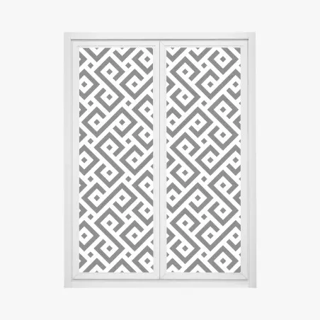 Pegatina para ventana patrón meandro geométrico en blanco y negro – Pixers®