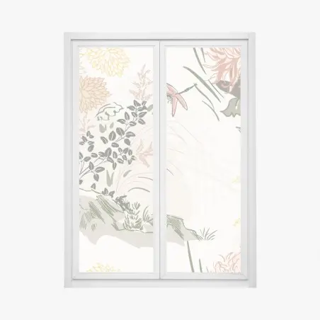 Pegatina para ventana patrón floral botánico en tonos pastel – Pixers®