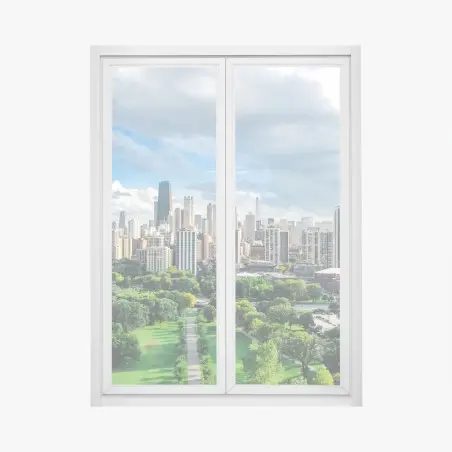 Pegatina para ventana panorama urbano de Chicago con parque y lago – Pixers®
