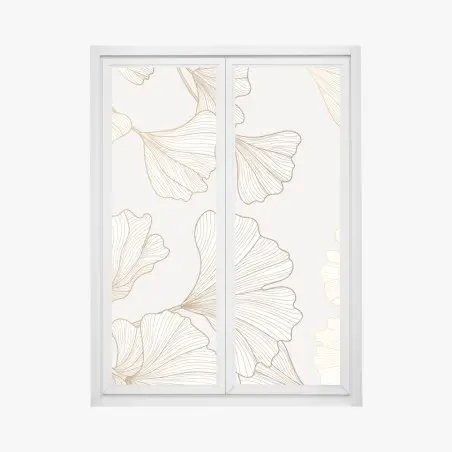 Pegatina para ventana hojas de ginkgo doradas sobre fondo neutro – Pixers®