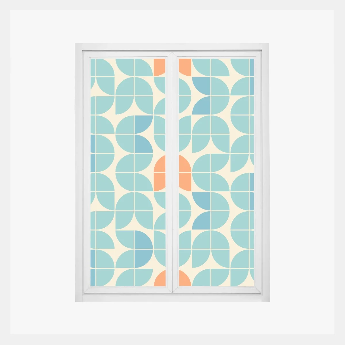 Pegatina para ventana mosaico geométrico mid-century en tonos turquesa y naranja – Pixers® Pegatina para ventana mosaico geométrico mid-century en tonos turquesa y naranja – Pixers®