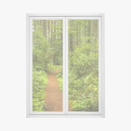 Pegatina para ventana sendero boscoso entre árboles verdes – Pixers®