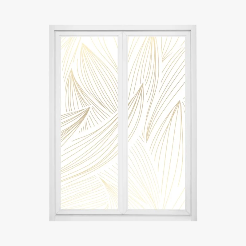 Pegatina para ventana diseño botánico dorado y minimalista