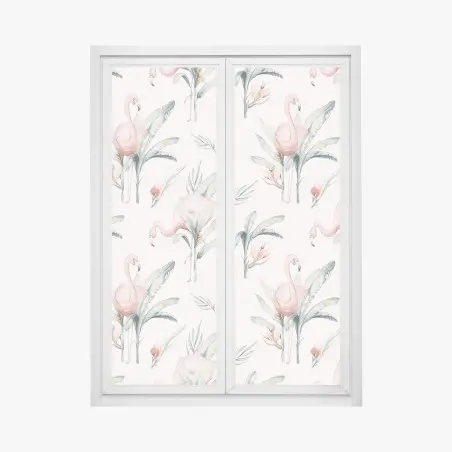 Pegatina para ventana estampado tropical de flamencos en acuarela – Pixers®