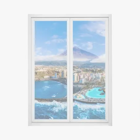 Pegatina para ventana panorámica costera de Tenerife con el Teide – Pixers®