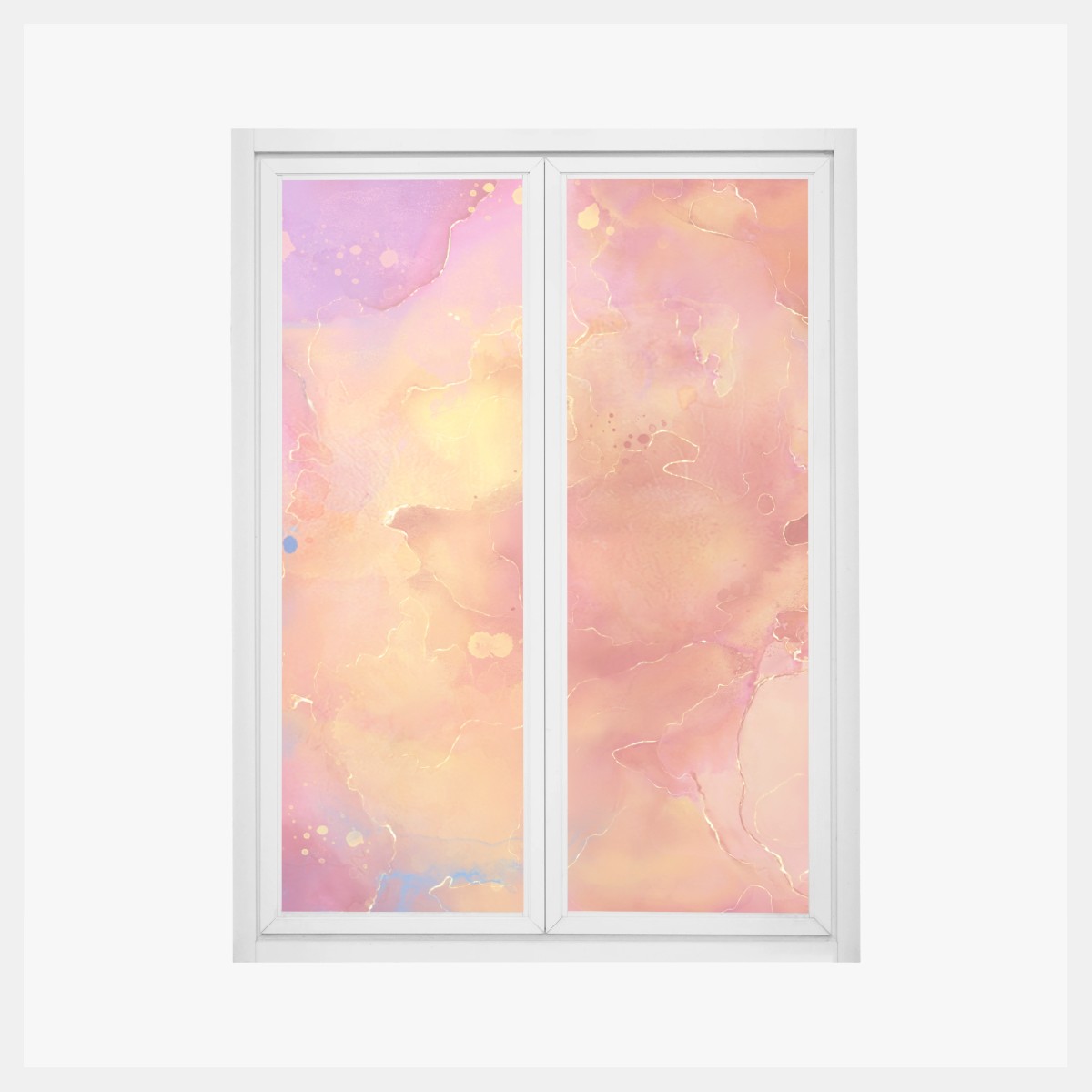 Pegatina para ventana arte abstracto en tonos cálidos y fríos con vetas doradas – Pixers®