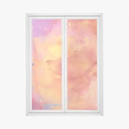 Pegatina para ventana arte abstracto en tonos cálidos y fríos con vetas doradas – Pixers®