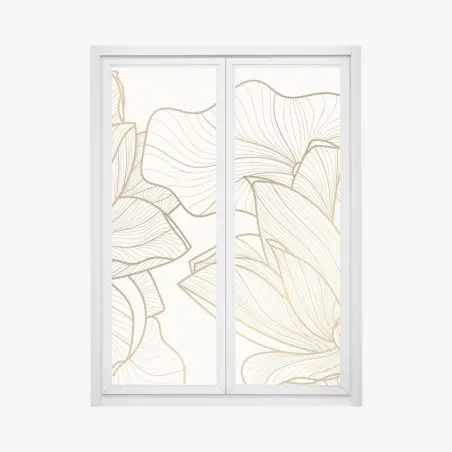 Pegatina para ventana ilustración floral dorada minimalista – Pixers®
