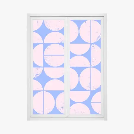 Pegatina para ventana patrón geométrico retro en rosa y azul – Pixers®