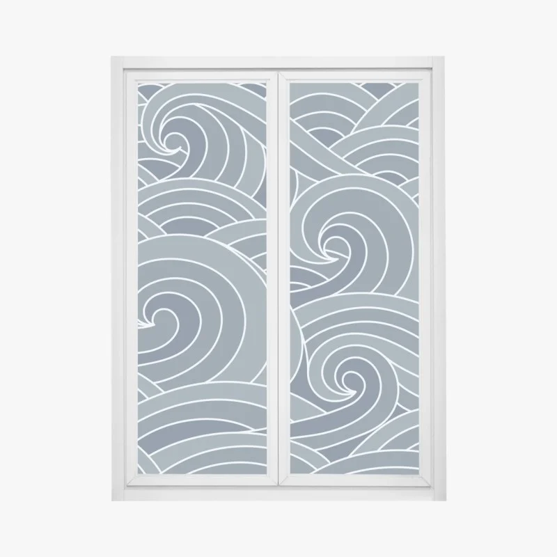 Pegatina para ventana patrón de olas marinas en tonos azules