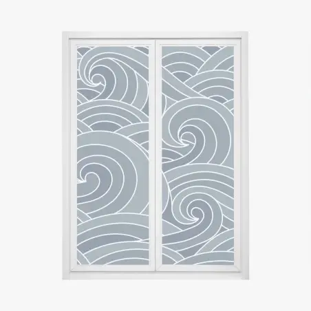 Pegatina para ventana patrón de olas marinas en tonos azules – Pixers®