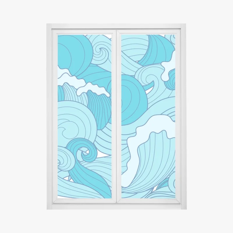 Pegatina para ventana olas en movimiento de tonos azules