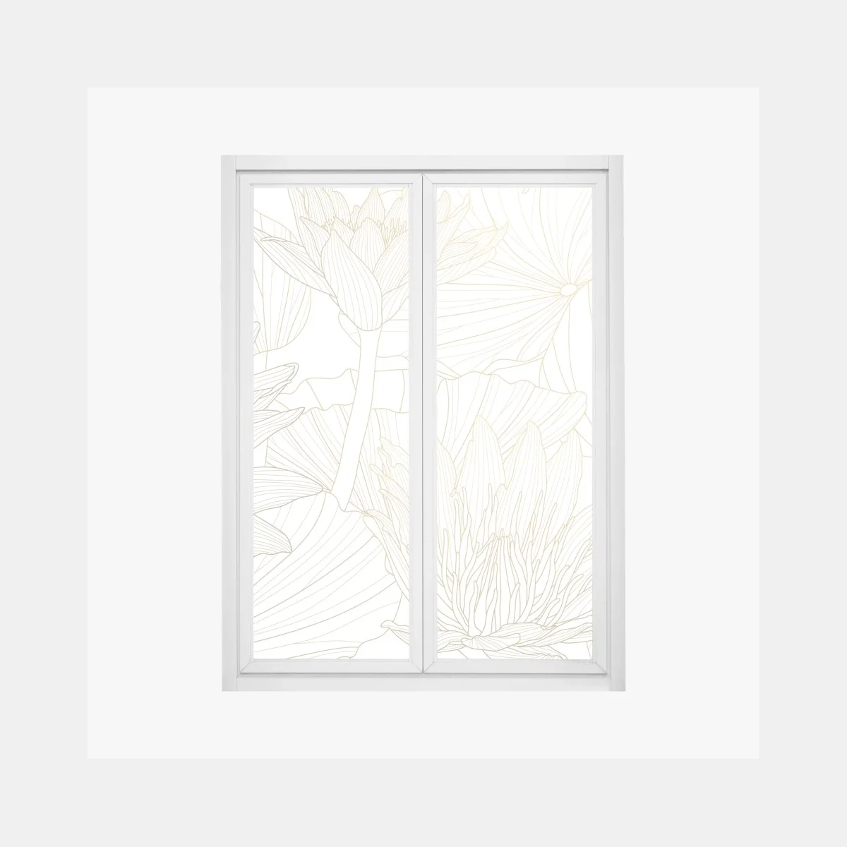 Pegatina para ventana patrón floral de lotos en líneas doradas – Pixers® Pegatina para ventana patrón floral de lotos en líneas doradas – Pixers®
