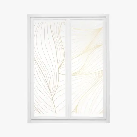 Pegatina para ventana diseño de hojas doradas sobre fondo blanco – Pixers®