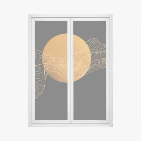 Pegatina para ventana arte abstracto dorado sobre fondo oscuro – Pixers®