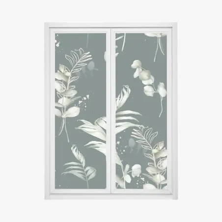 Pegatina para ventana ramas de eucalipto con detalles dorados – Pixers®