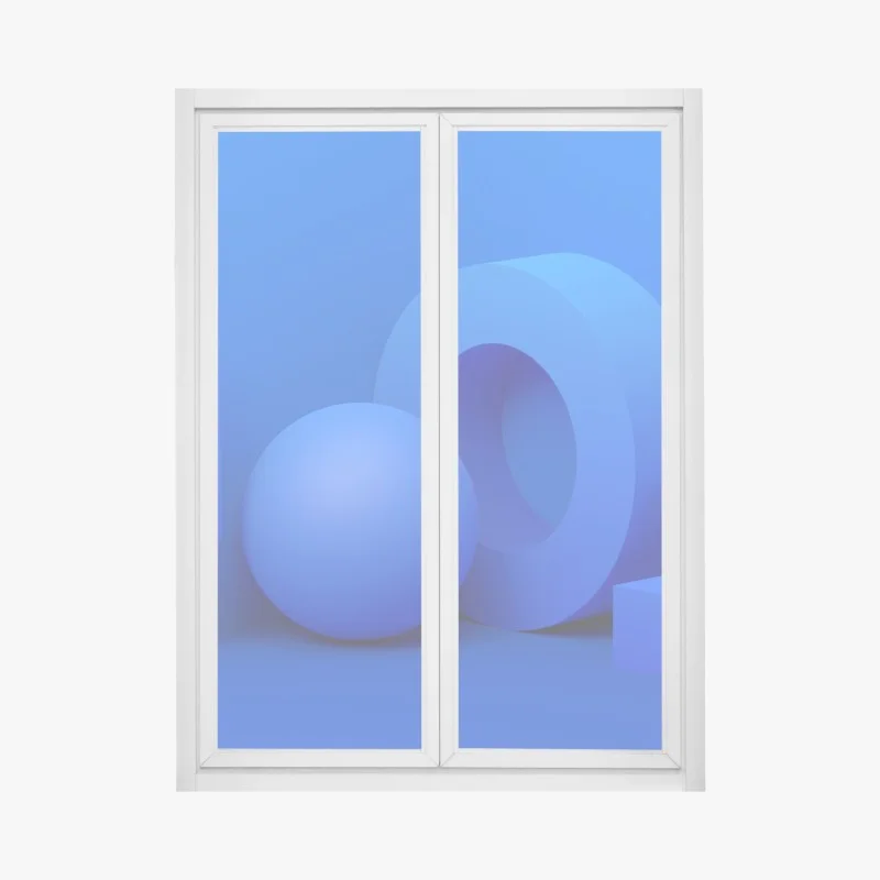 Pegatina para ventana composición geométrica azul minimalista