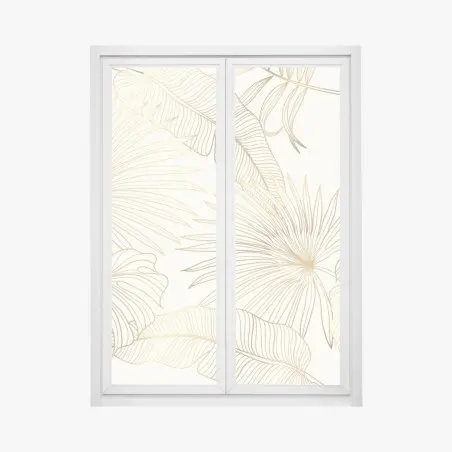 Pegatina para ventana diseño botánico dorado sobre fondo crema – Pixers®