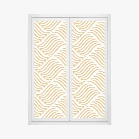 Pegatina para ventana patrón de ondas doradas geométrico – Pixers®