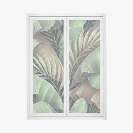 Pegatina para ventana follaje tropical en tonos verdes – Pixers®
