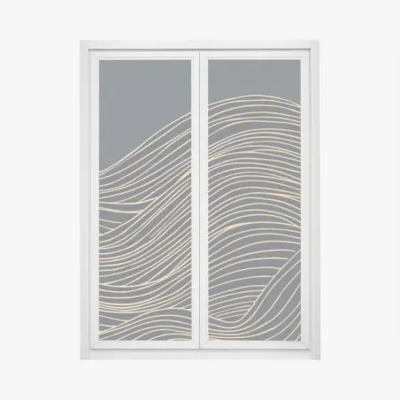 Pegatina para ventana olas doradas minimalistas sobre fondo azul – Pixers®