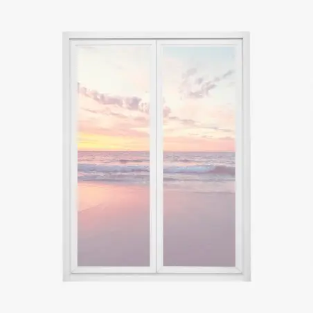Pegatina para ventana atardecer en la orilla con tonos pastel – Pixers®