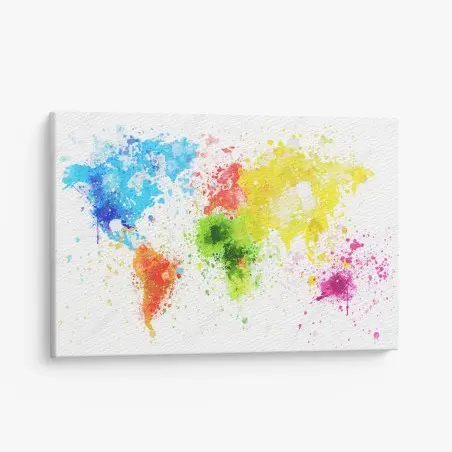 Cuadro en lienzo mapamundi en acuarela sobre papel artesanal – Pixers®