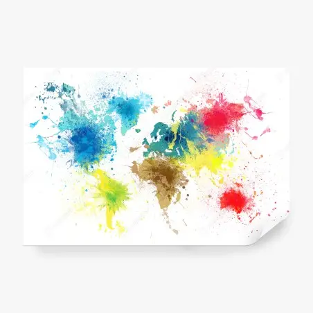 Fotomural mapa del mundo en salpicaduras de color – Pixers®