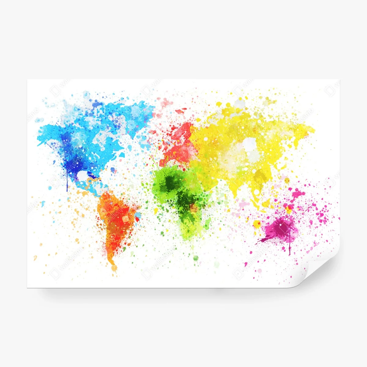 Fotomural mapamundi en acuarela sobre papel artesanal – Pixers®