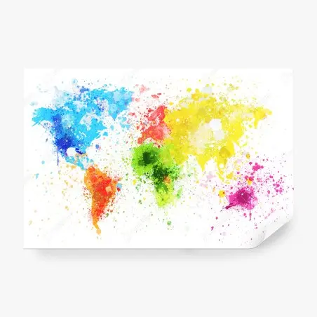 Fotomural mapamundi en acuarela sobre papel artesanal – Pixers®