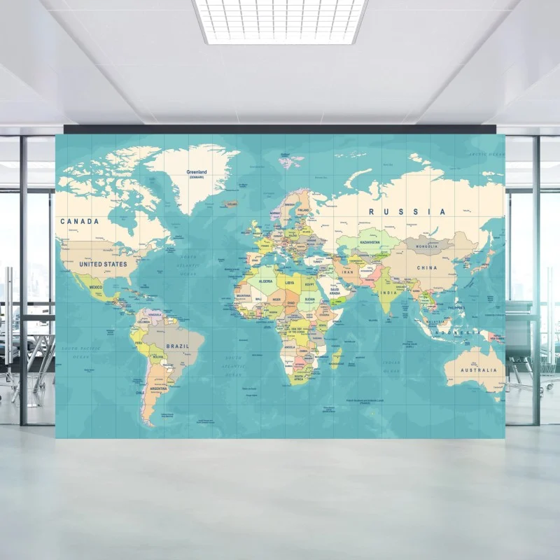 Fotomural mapa político del mundo en tonos pastel