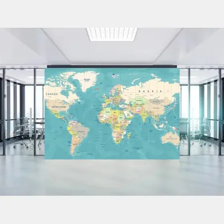 Fotomural mapa político del mundo en tonos pastel – Pixers®