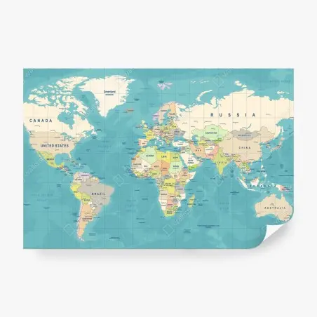 Fotomural mapa político del mundo en tonos pastel – Pixers®