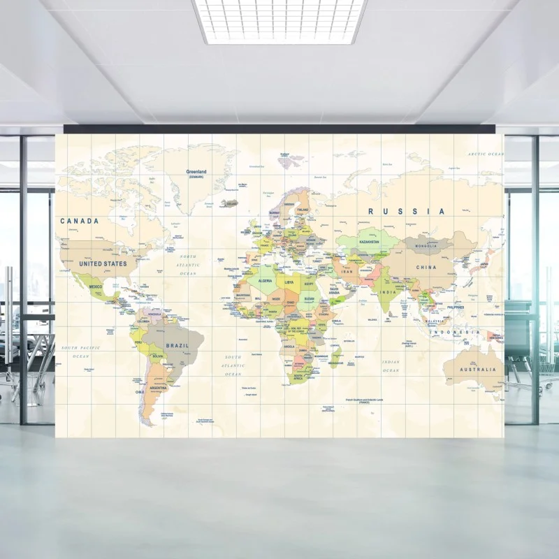 Fotomural mapa político del mundo en estilo retro