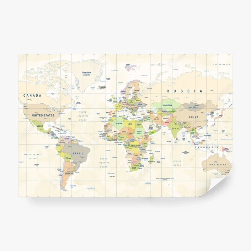 Fotomural mapa político del mundo en estilo retro