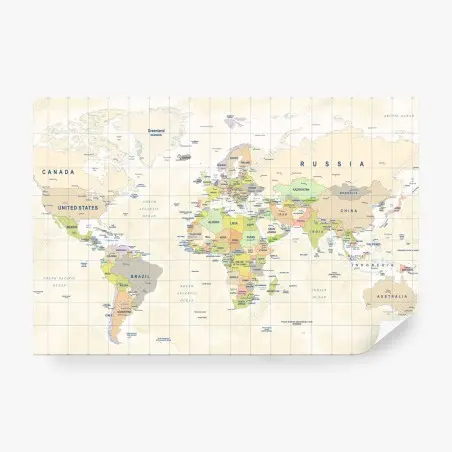 Fotomural mapa político del mundo en estilo retro – Pixers®