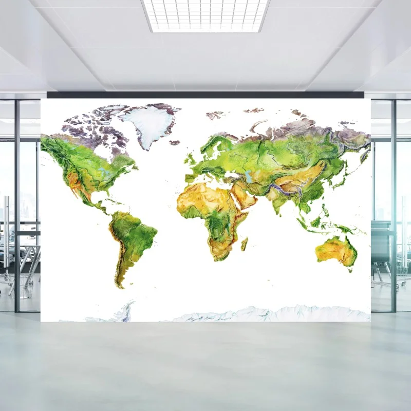 Fotomural mapa físico del mundo en acuarela