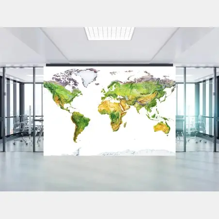 Fotomural mapa físico del mundo en acuarela – Pixers®