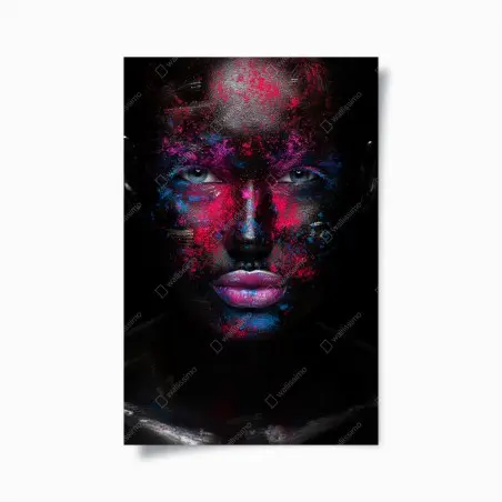 Póster rostro en neón sobre fondo negro – Pixers®