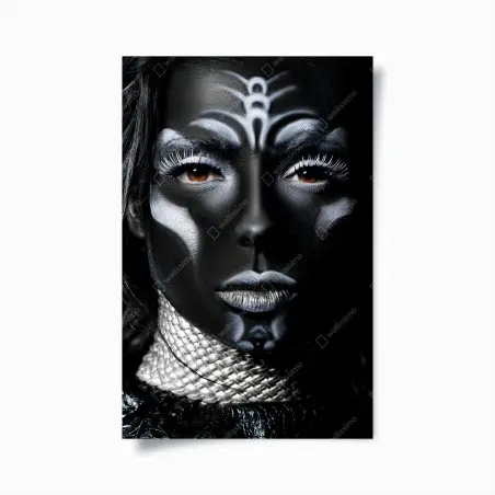 Póster rostro tribal en alto contraste – Pixers®